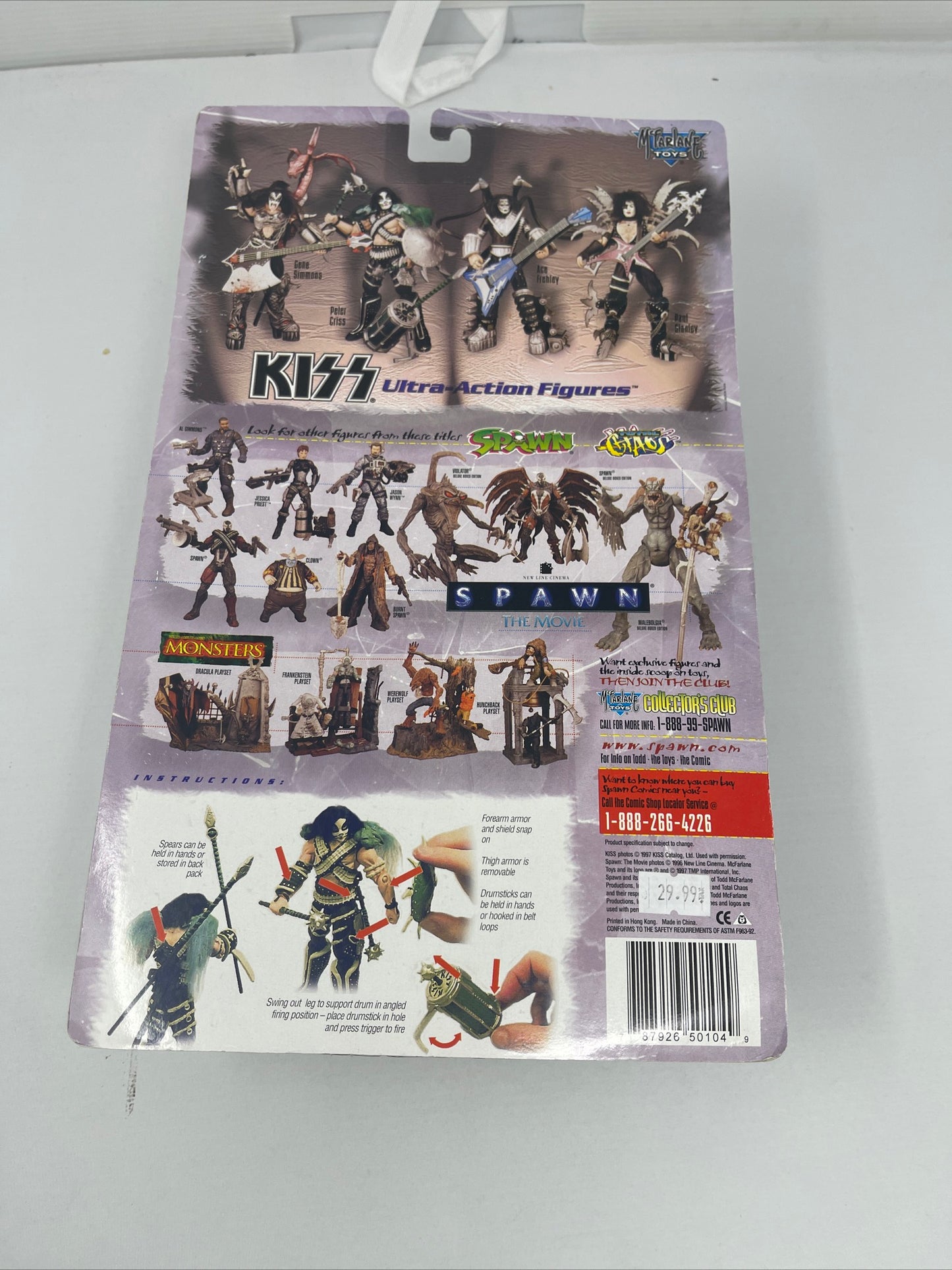 Mcfarlane Toys KISS PETER CRISS 7" Ultra-Action Figure with Accessories 1997 NEW